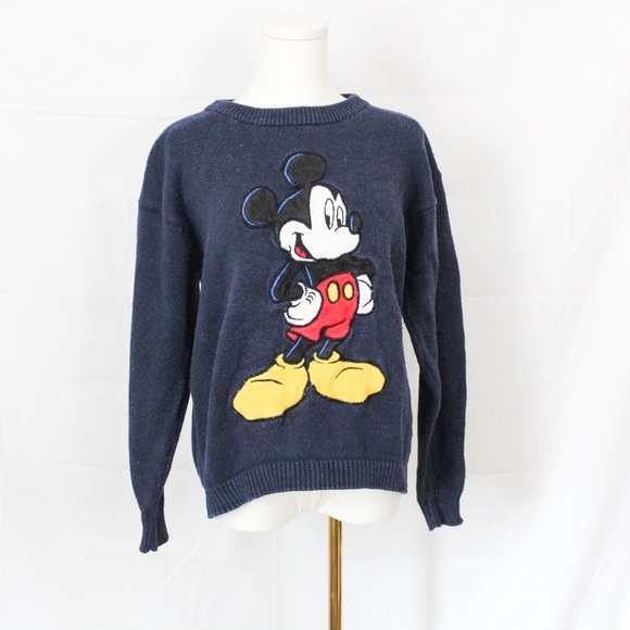 90s Women’s Knit Disney Jerry Leigh Mickey Mouse Crewneck Sweater Small - Picture 1 of 8
